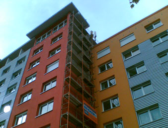 Ansicht der eingerüsteten Fassade